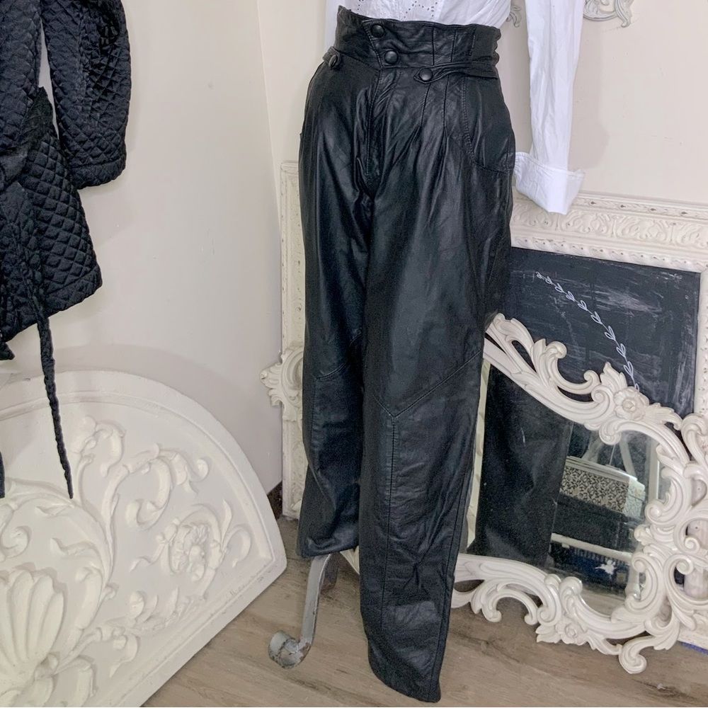 VINTAGE Wilsons Black Leather Baggy Pants